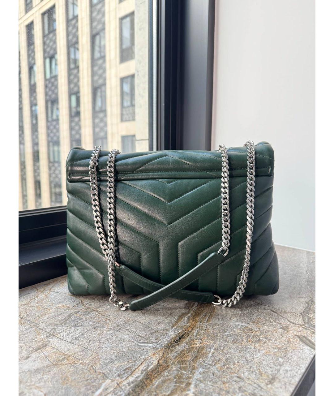 SAINT LAURENT Зеленая кожаная сумка через плечо, фото 2