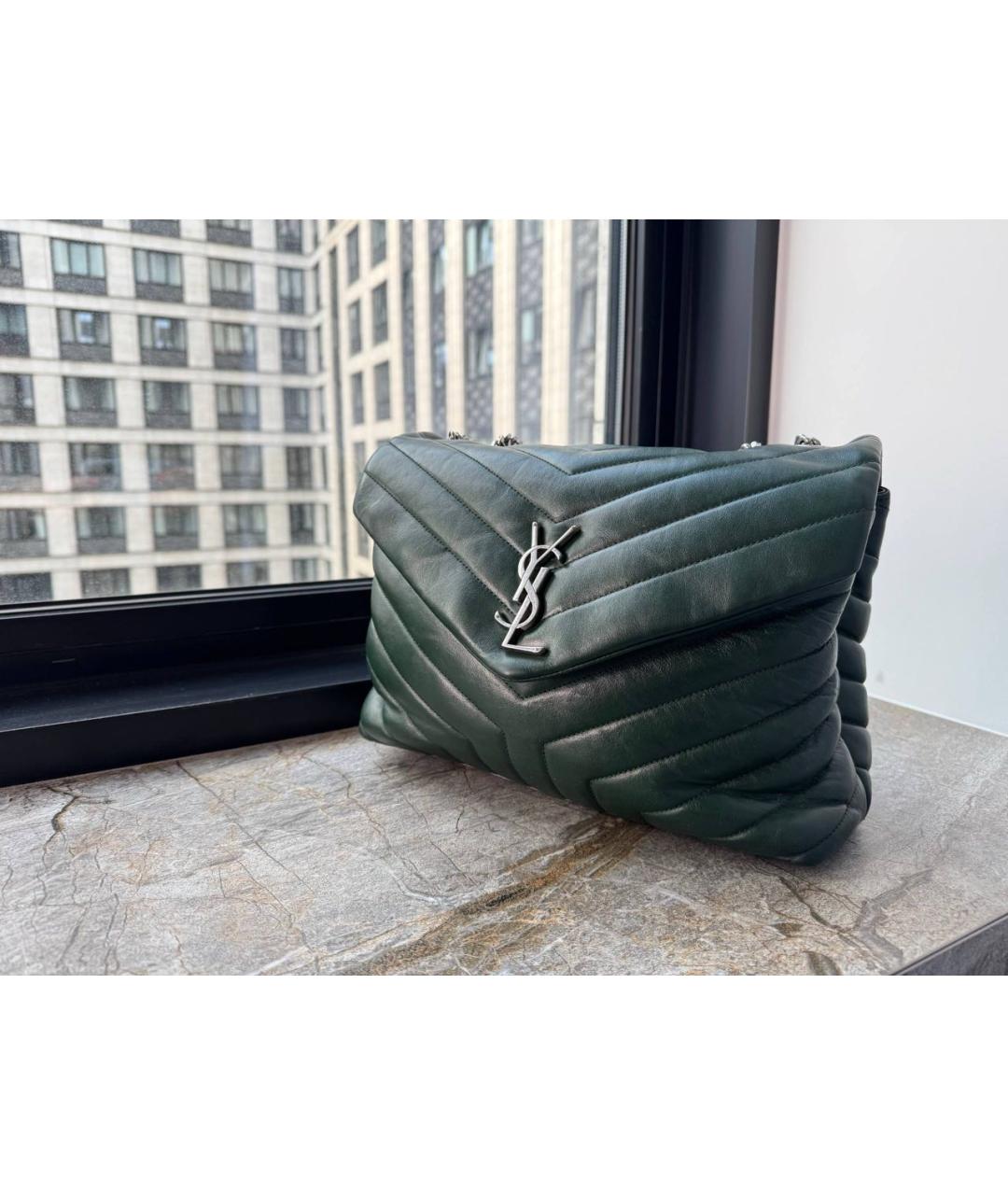 SAINT LAURENT Зеленая кожаная сумка через плечо, фото 3
