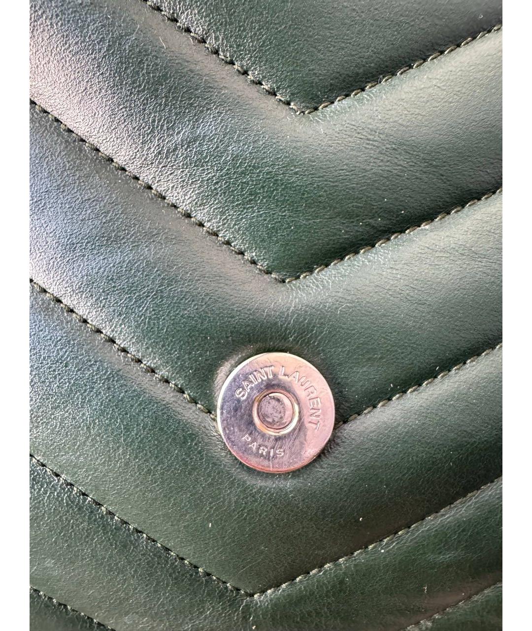 SAINT LAURENT Зеленая кожаная сумка через плечо, фото 6