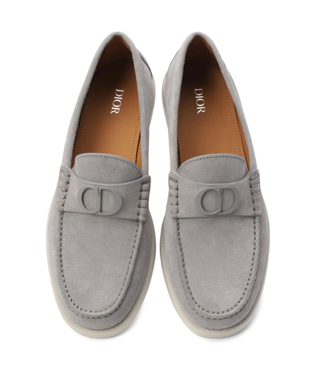 CHRISTIAN DIOR Серые замшевые лоферы, фото 2