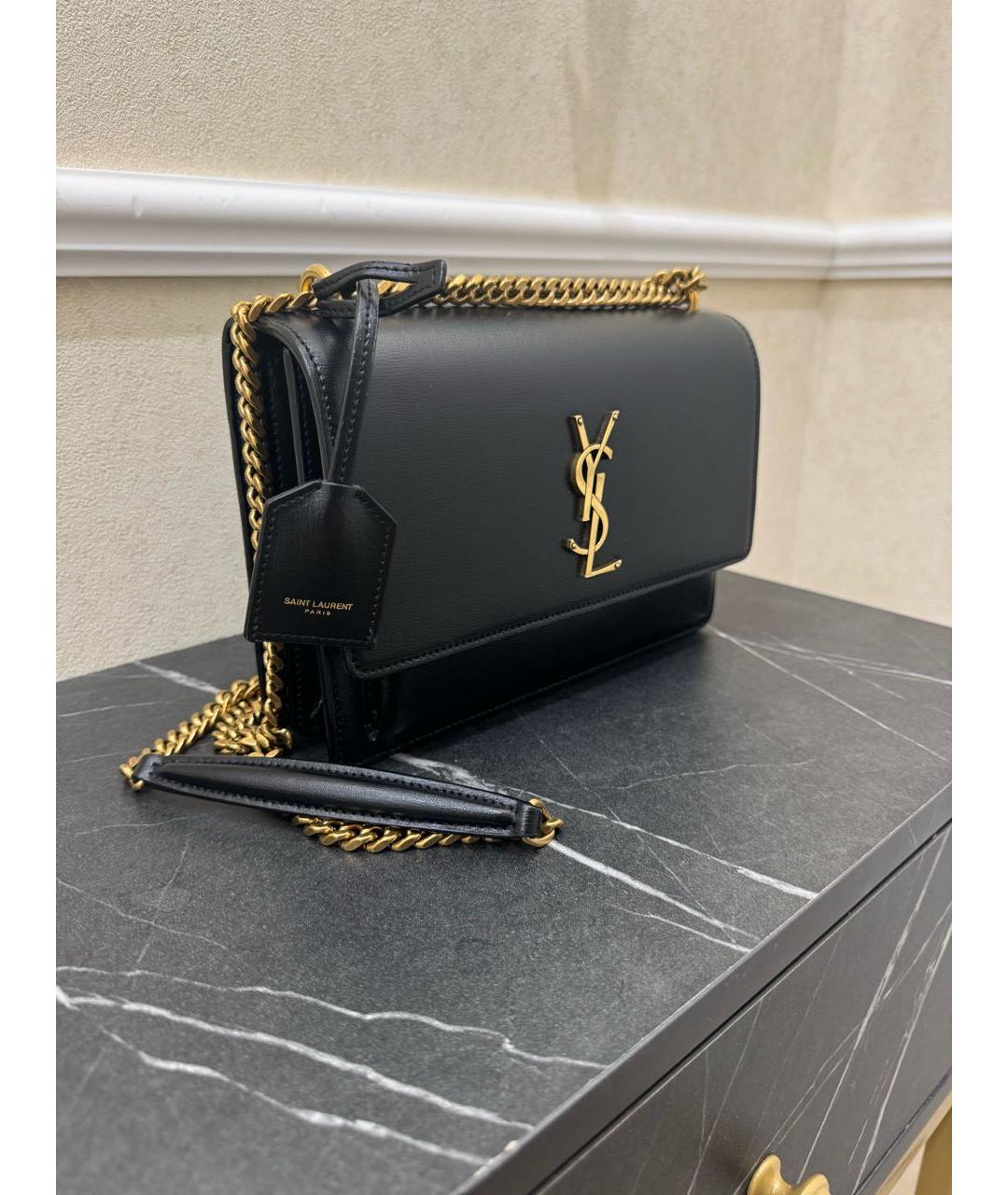 SAINT LAURENT Черная кожаная сумка через плечо, фото 2