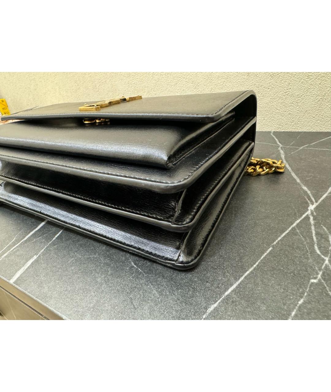 SAINT LAURENT Черная кожаная сумка через плечо, фото 5