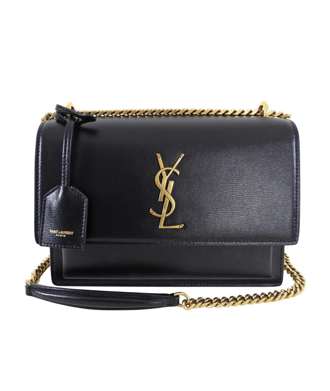 SAINT LAURENT Черная кожаная сумка через плечо, фото 1