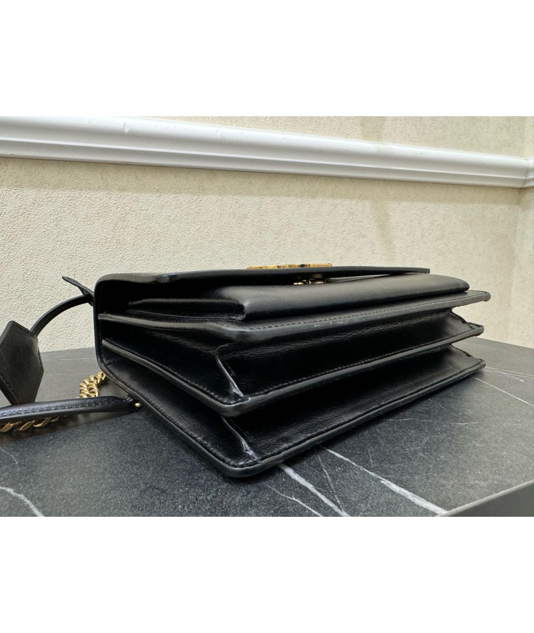 SAINT LAURENT Черная кожаная сумка через плечо, фото 6