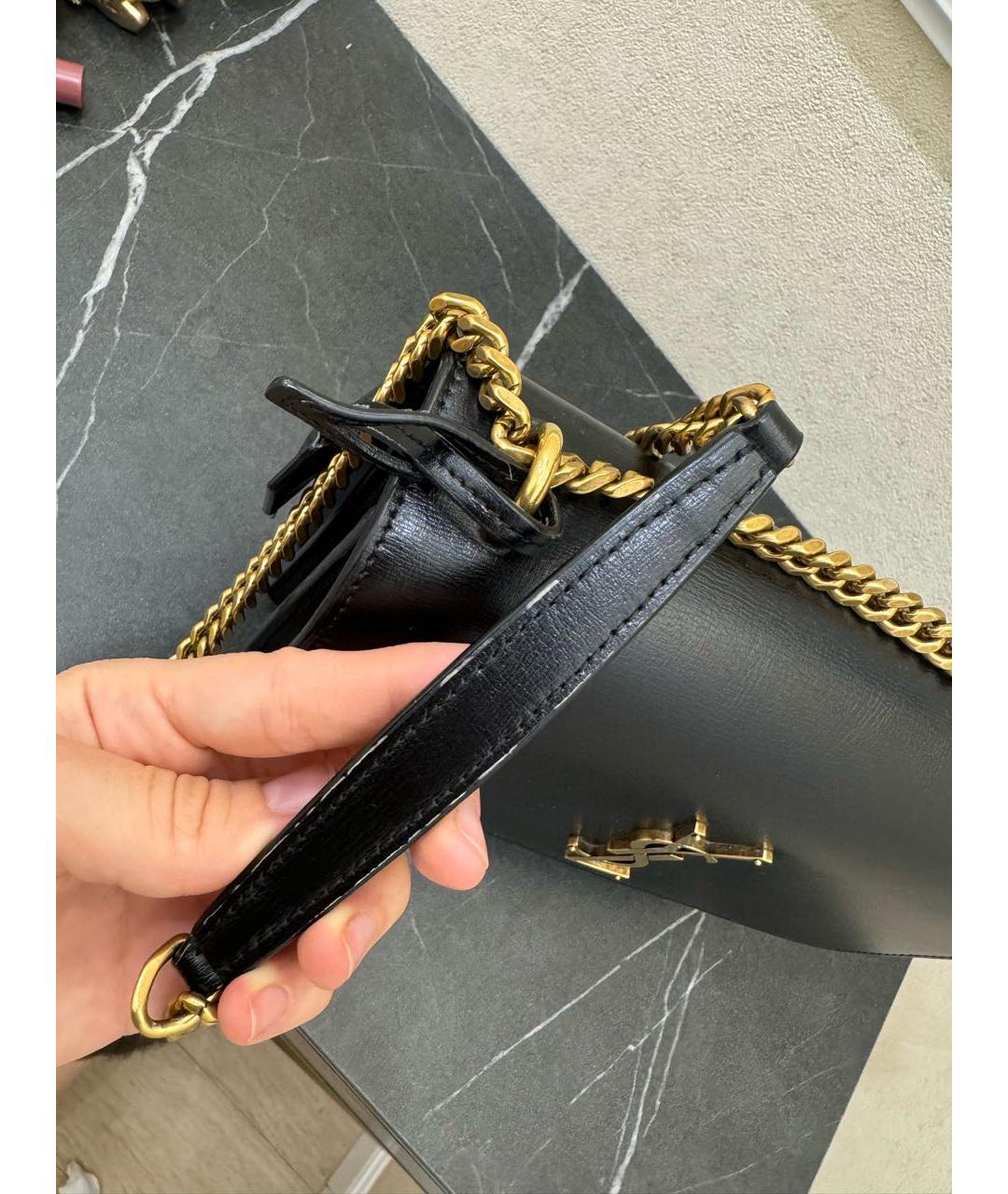 SAINT LAURENT Черная кожаная сумка через плечо, фото 4