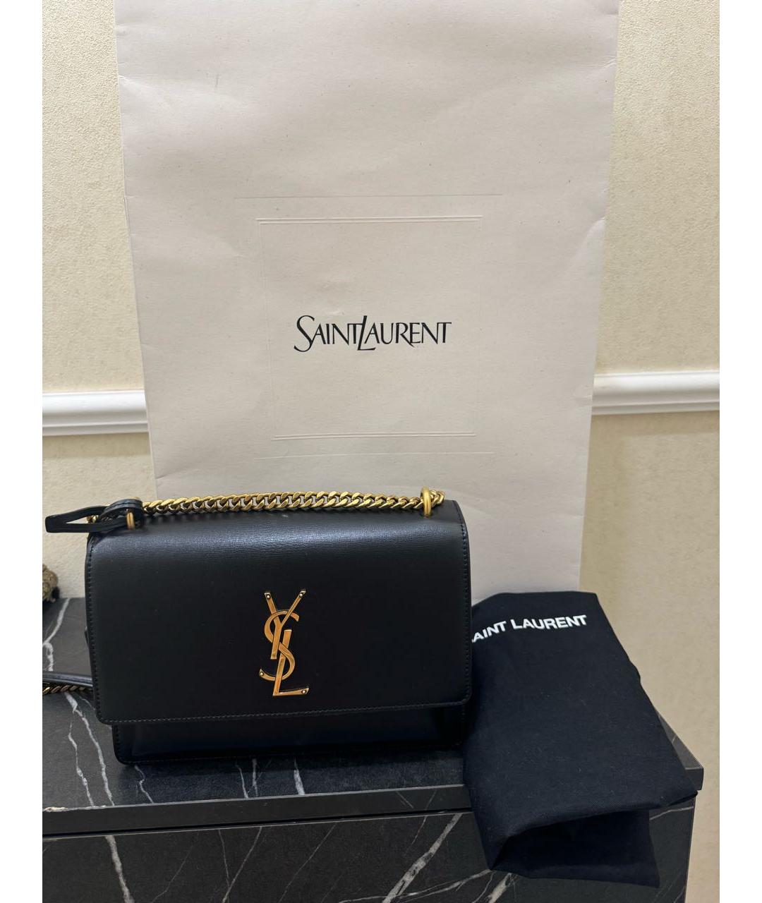 SAINT LAURENT Черная кожаная сумка через плечо, фото 7