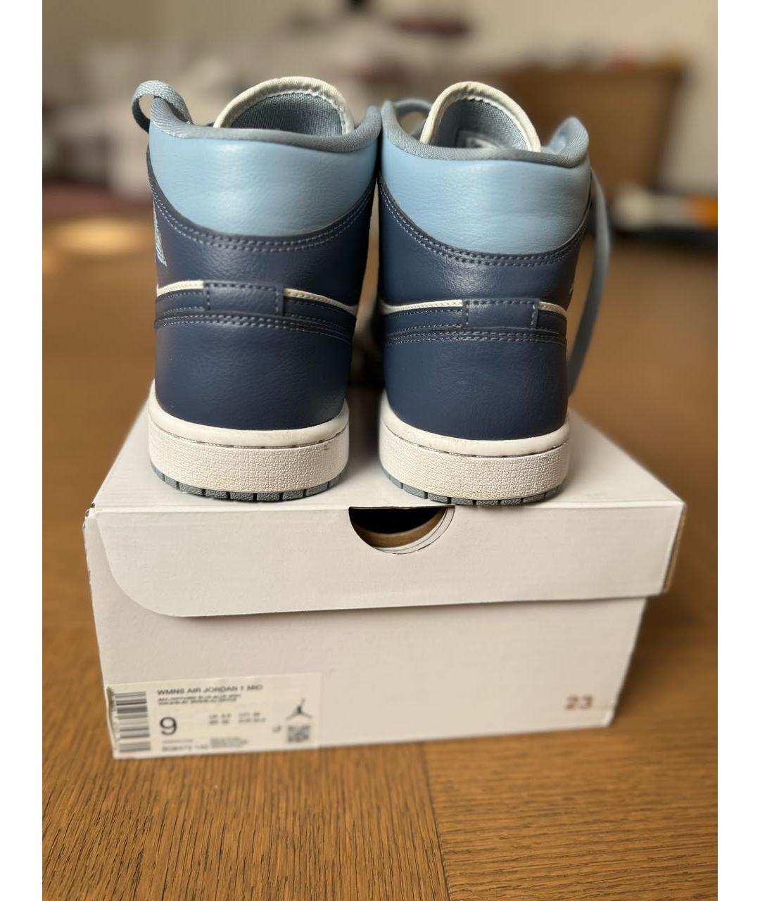 JORDAN Голубые кожаные кеды, фото 4