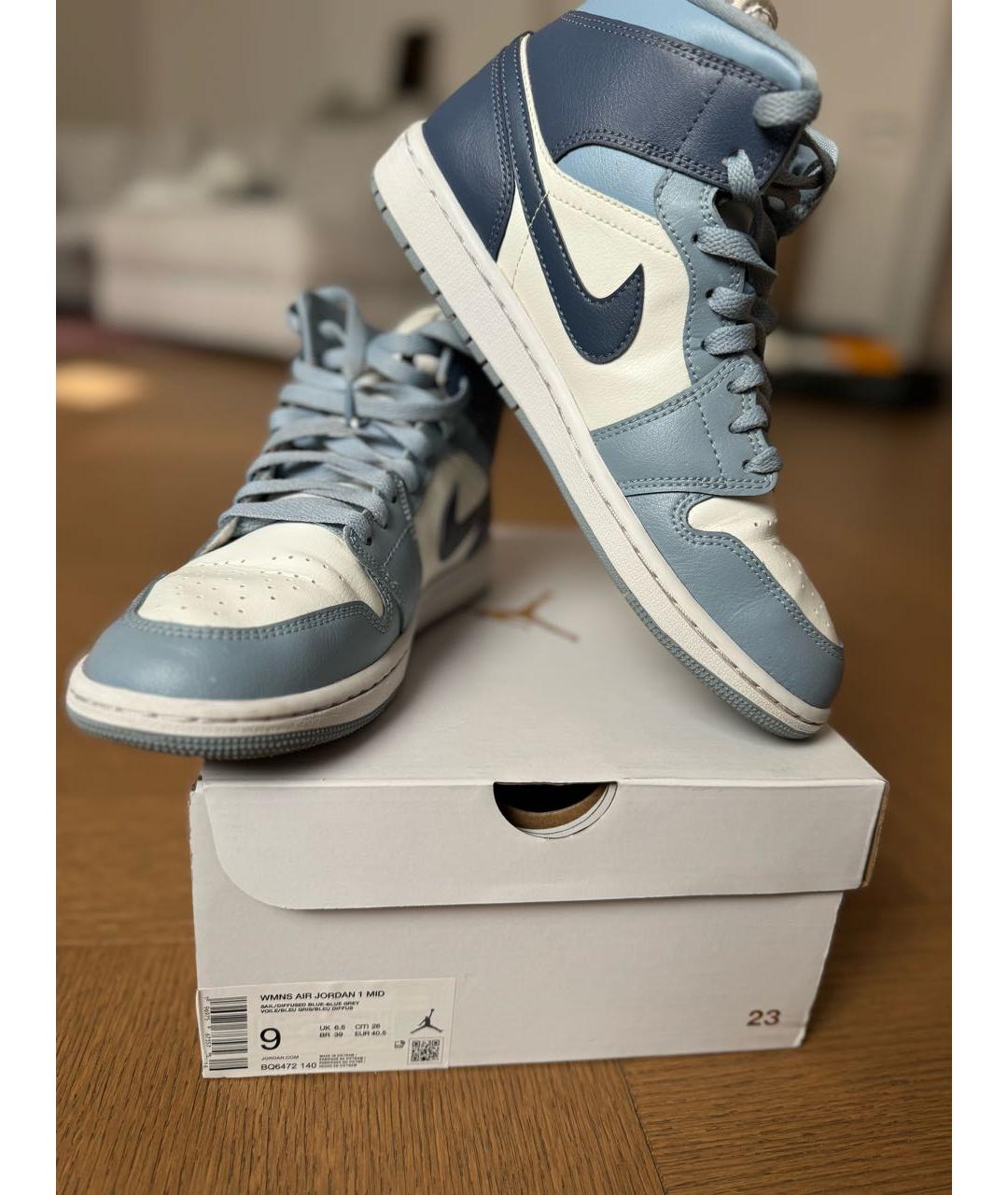 JORDAN Голубые кожаные кеды, фото 5