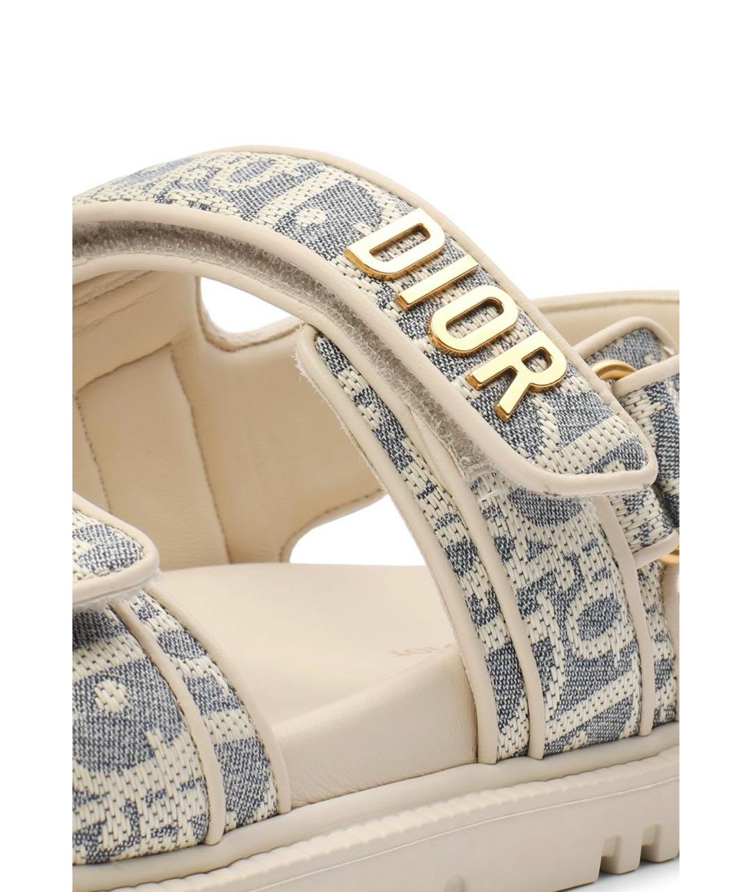 CHRISTIAN DIOR Голубые кожаные сандалии, фото 5