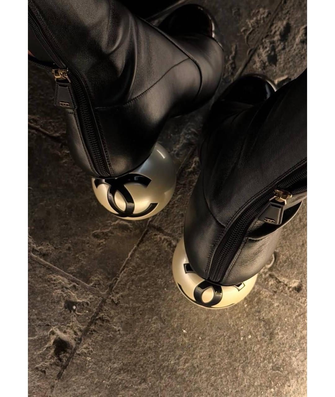 CHANEL Черные кожаные полусапоги, фото 3