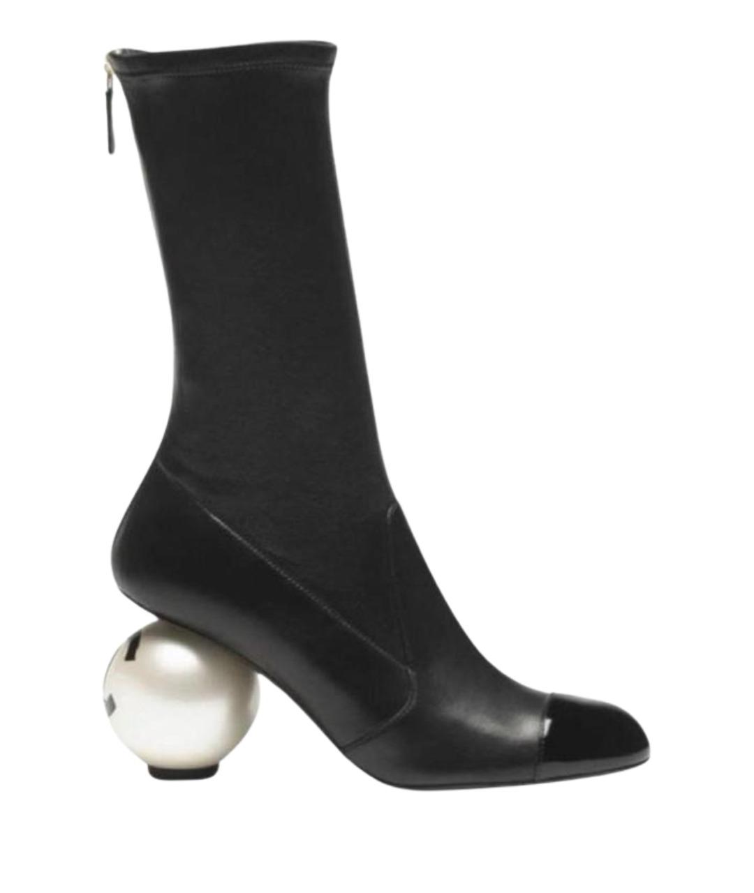 CHANEL Черные кожаные полусапоги, фото 1