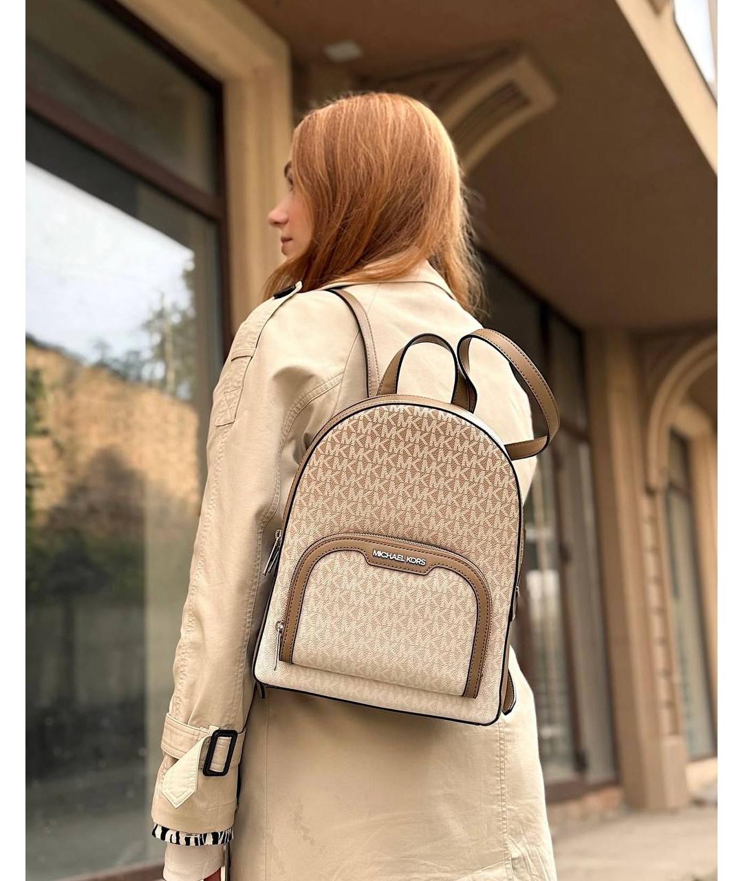 MICHAEL KORS Бежевый кожаный рюкзак, фото 4