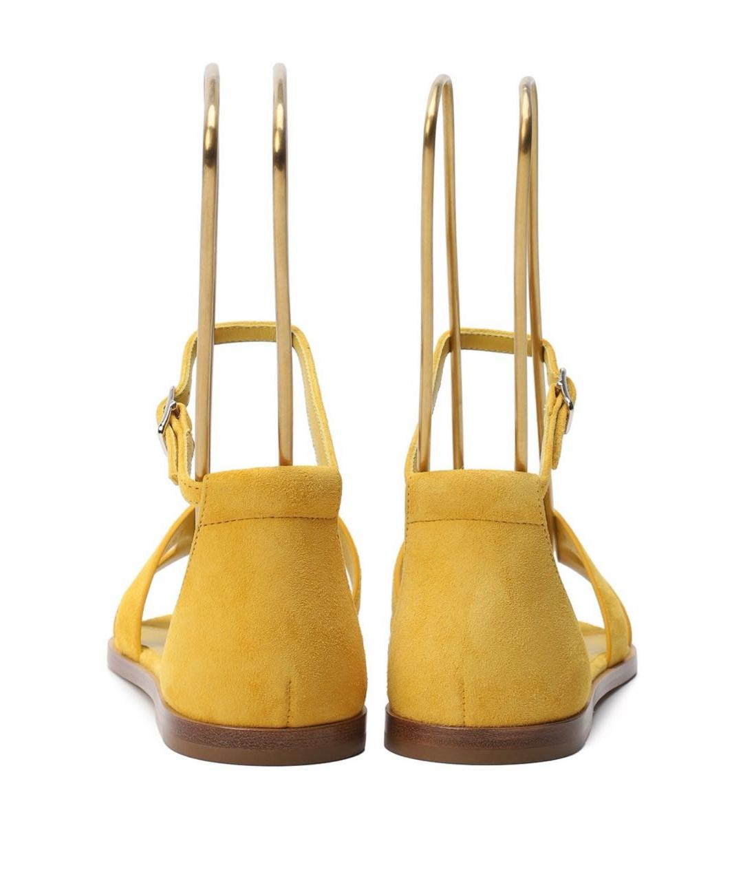 HERMES Желтые замшевые сандалии, фото 4