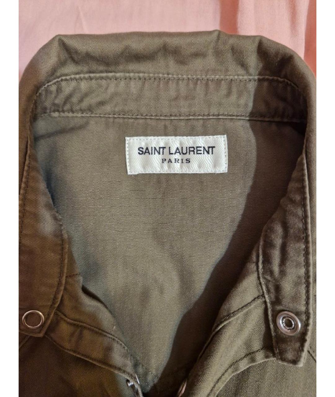 SAINT LAURENT Хаки рубашка, фото 4