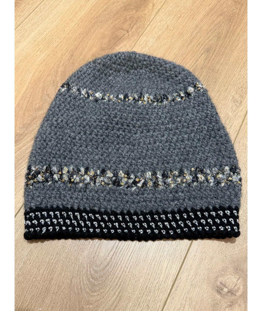 CHANEL Серая шерстяная шапка, фото 2