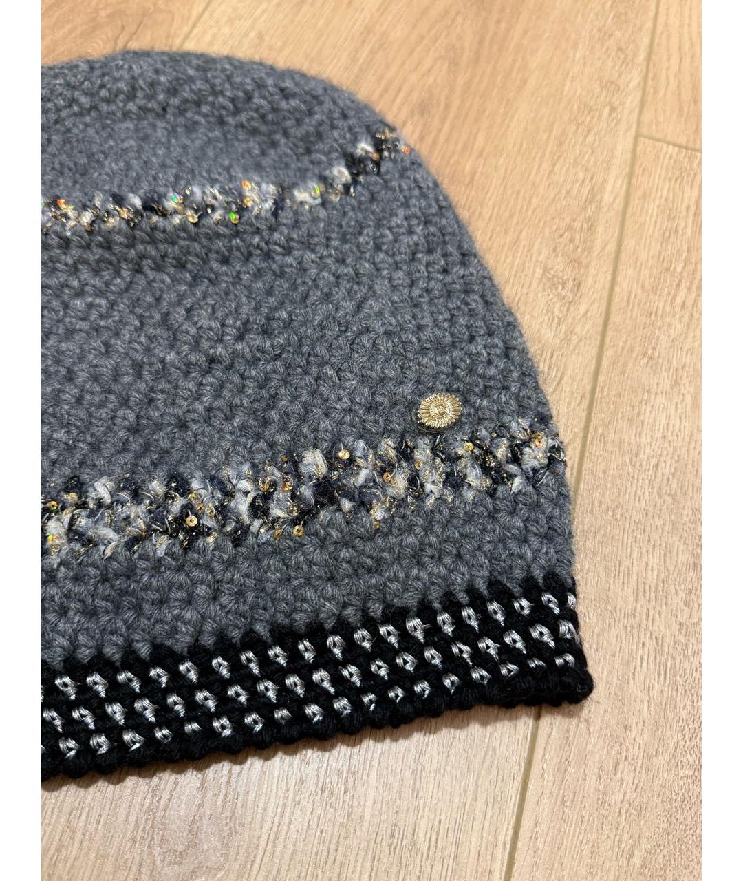CHANEL Серая шерстяная шапка, фото 4