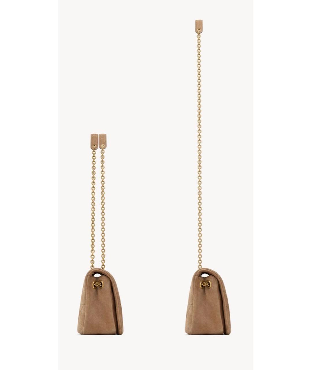 SAINT LAURENT Бежевая кожаная сумка через плечо, фото 6