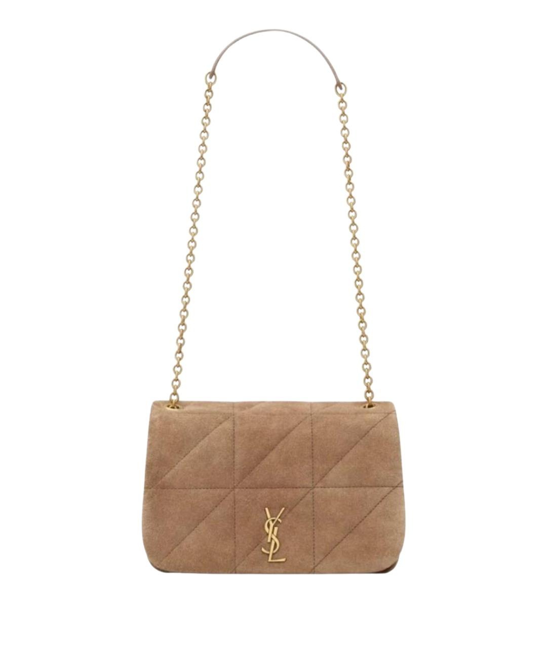 SAINT LAURENT Бежевая кожаная сумка через плечо, фото 1