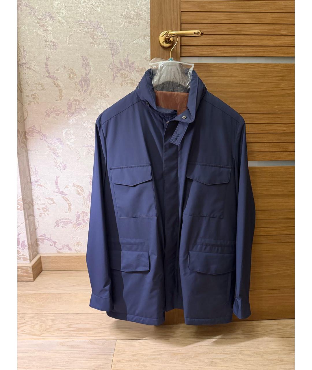 LORO PIANA Темно-синяя полиэстеровая куртка, фото 5