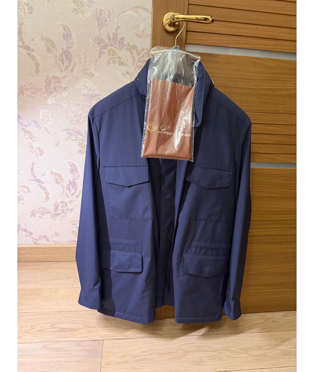 LORO PIANA Темно-синяя полиэстеровая куртка, фото 4