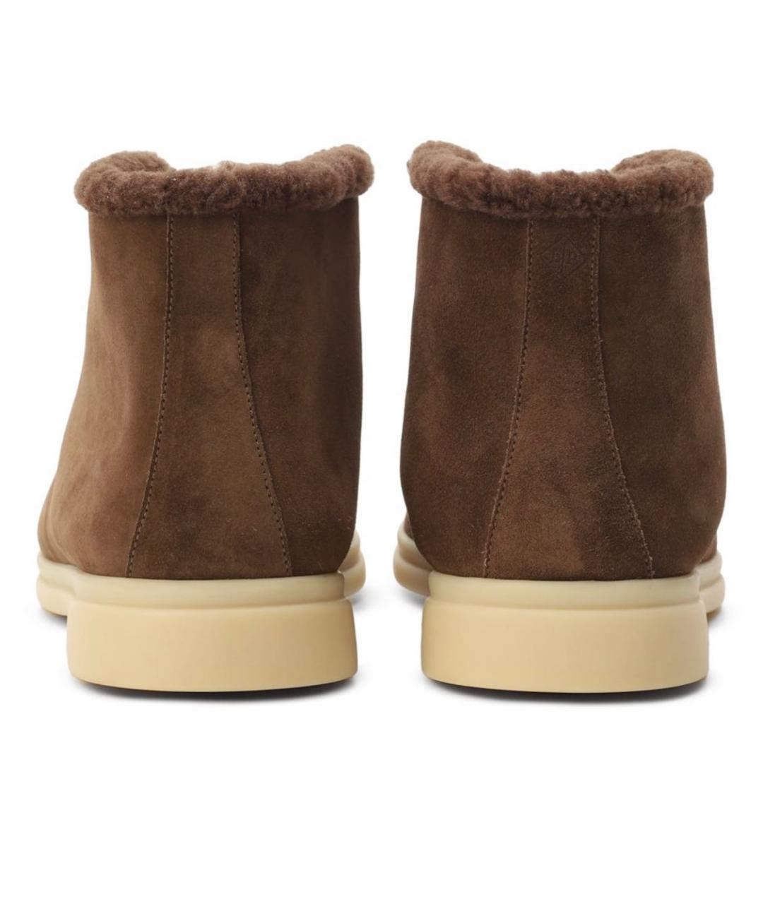 LORO PIANA Коричневые замшевые высокие ботинки, фото 4