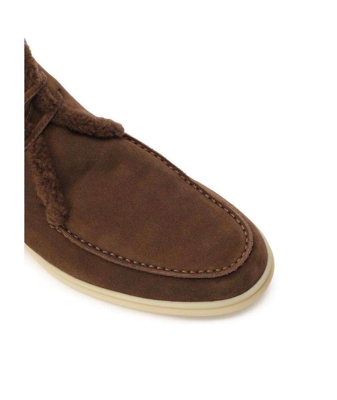 LORO PIANA Коричневые замшевые высокие ботинки, фото 5