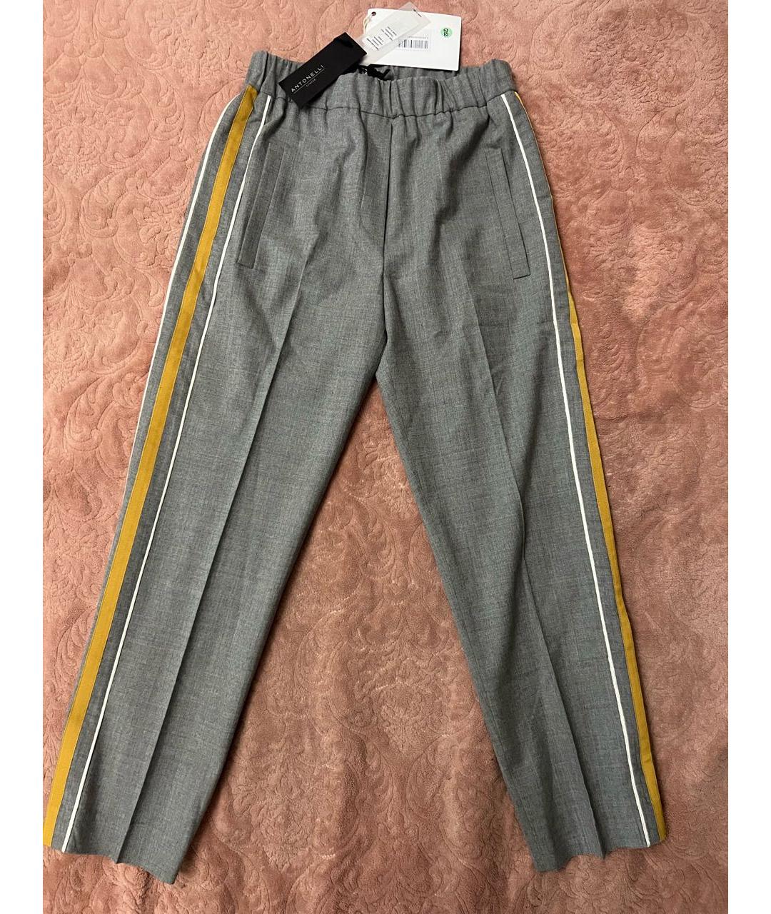 ANTONELLI FIRENZE Серые шерстяные прямые брюки, фото 4