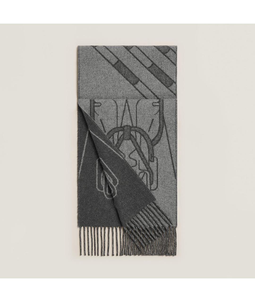 HERMES Антрацитовый кашемировый шарф, фото 6