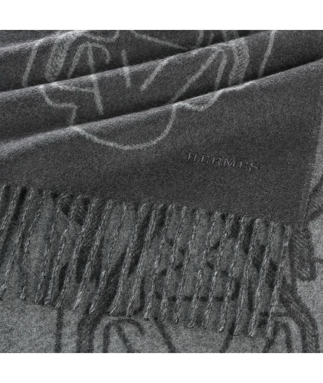 HERMES Антрацитовый кашемировый шарф, фото 5