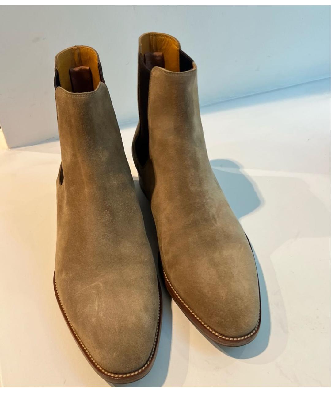 SAINT LAURENT Коричневые замшевые полусапоги, фото 2