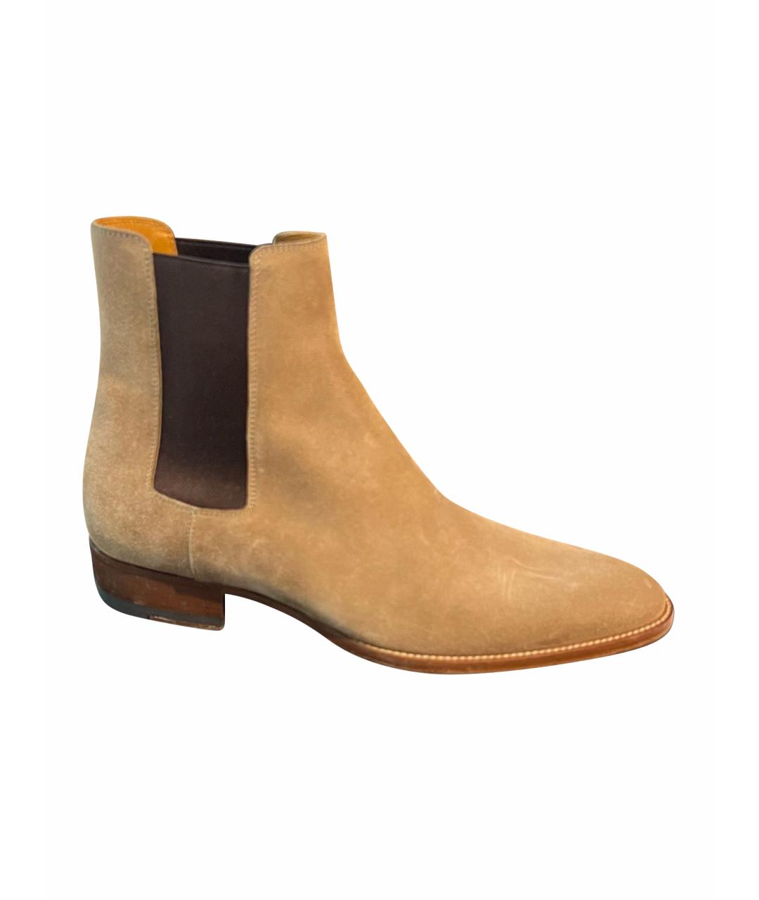 SAINT LAURENT Коричневые замшевые полусапоги, фото 1