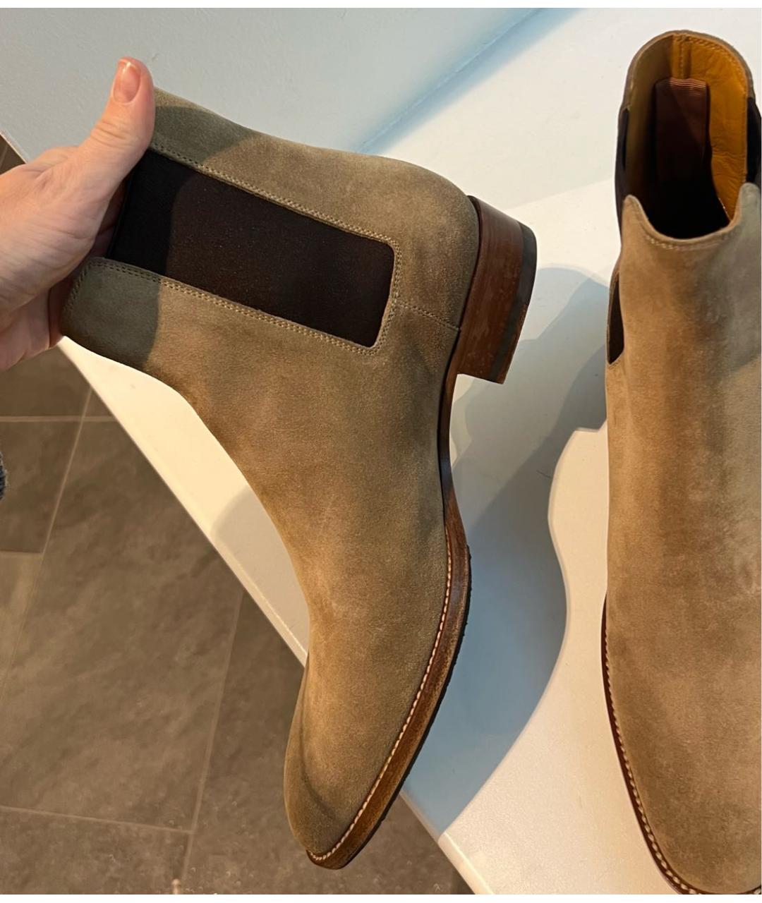 SAINT LAURENT Коричневые замшевые полусапоги, фото 3