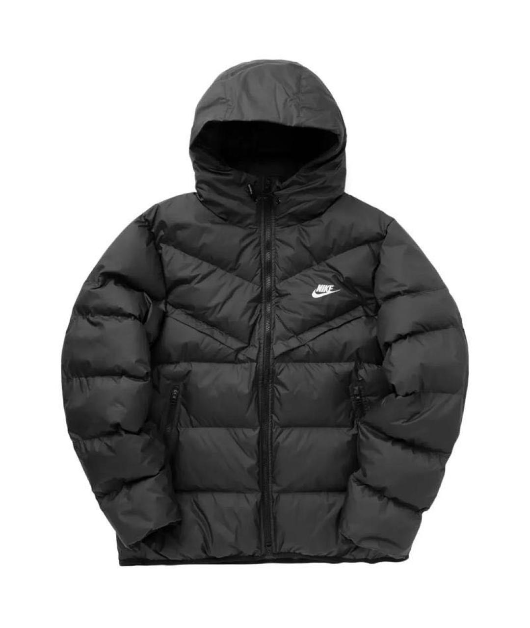 NIKE Черный полиэстеровый пуховик, фото 1