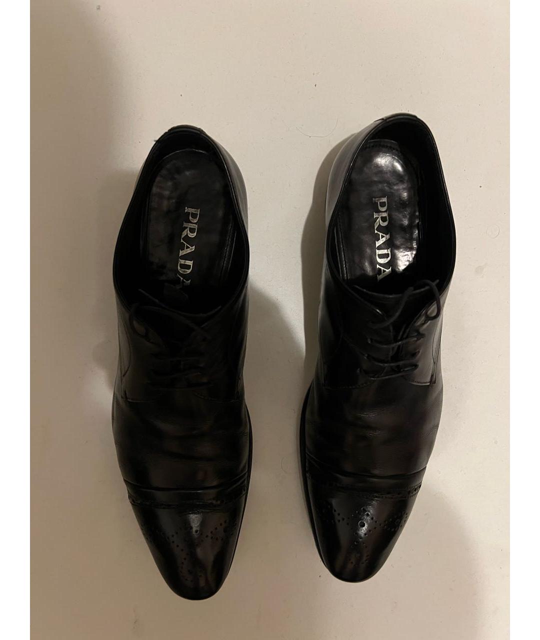 PRADA Черные кожаные низкие ботинки, фото 3