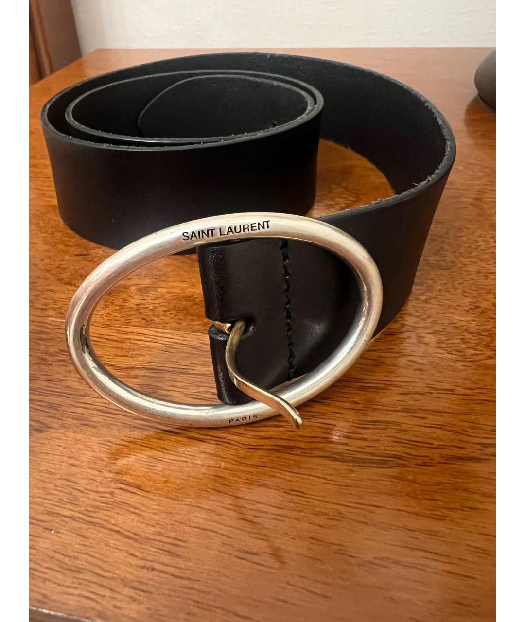 SAINT LAURENT Черный кожаный ремень, фото 4