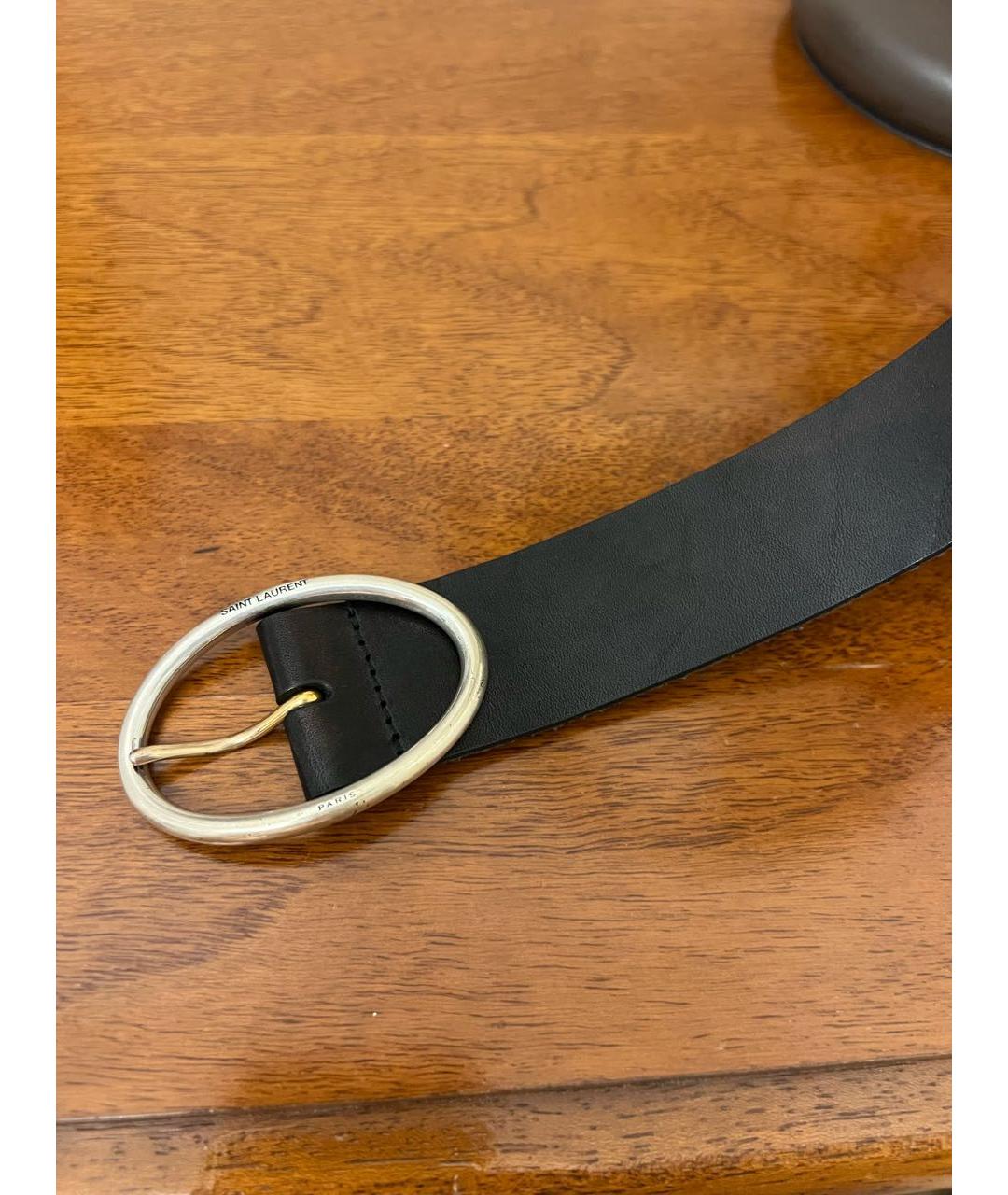 SAINT LAURENT Черный кожаный ремень, фото 2