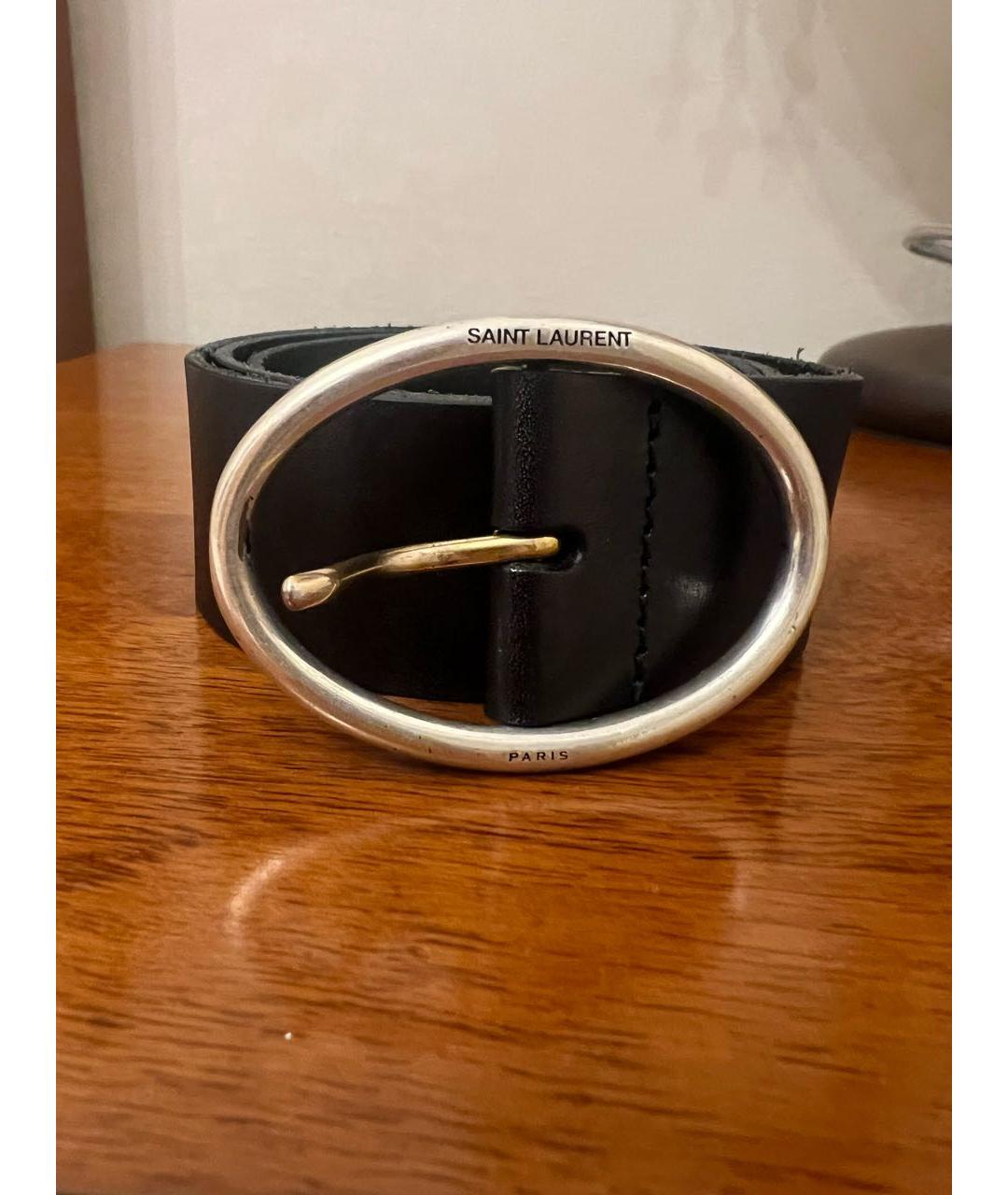 SAINT LAURENT Черный кожаный ремень, фото 5
