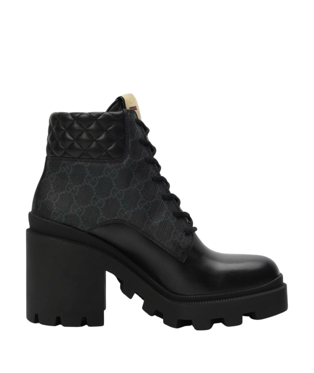 GUCCI Черные кожаные ботинки, фото 1