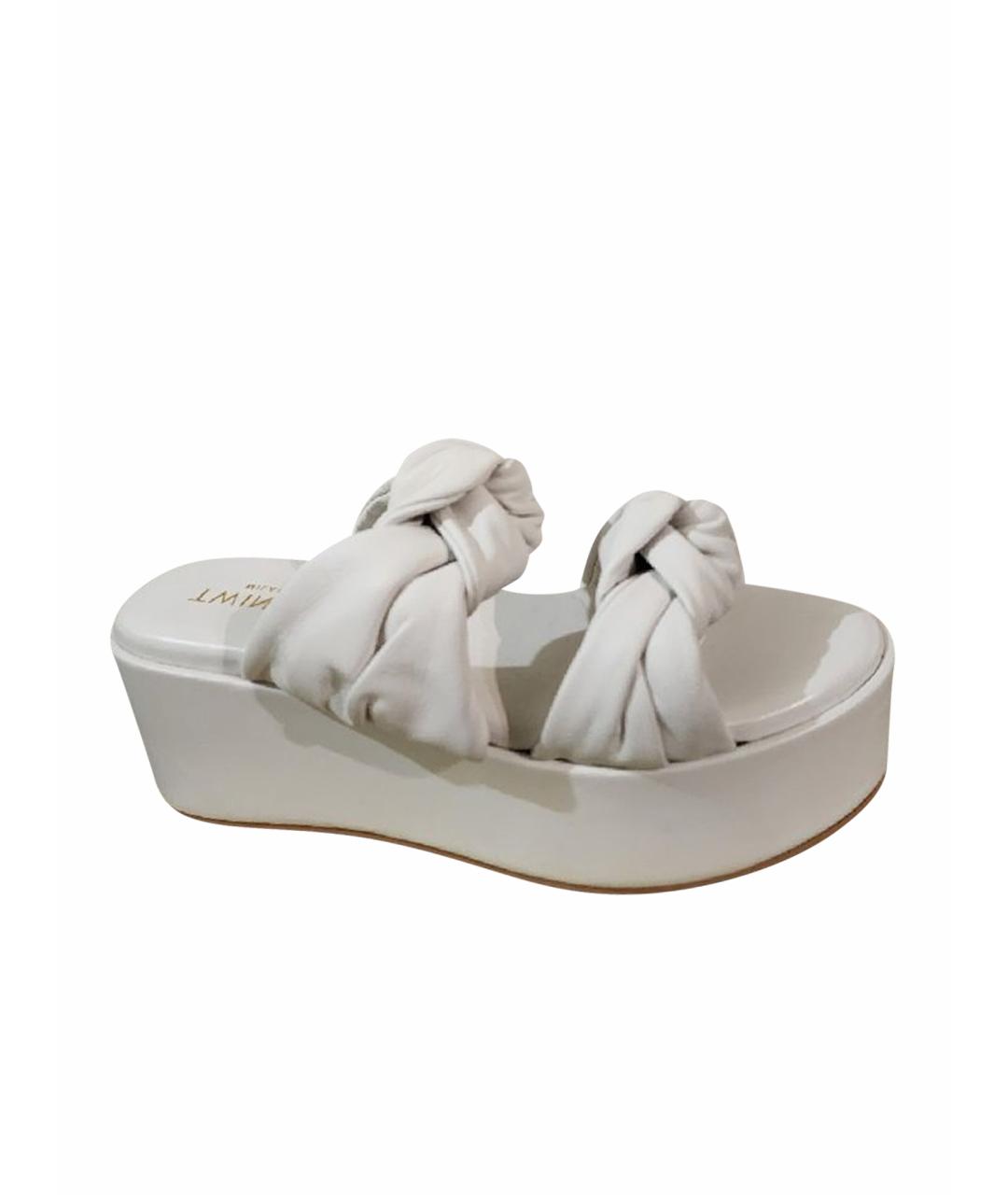 TWIN-SET Белые кожаные шлепанцы, фото 1