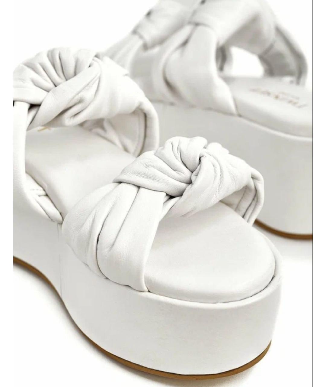 TWIN-SET Белые кожаные шлепанцы, фото 5