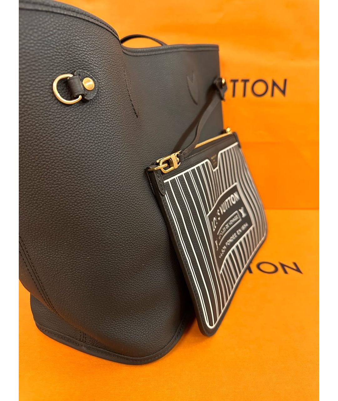 LOUIS VUITTON Черная кожаная сумка тоут, фото 2