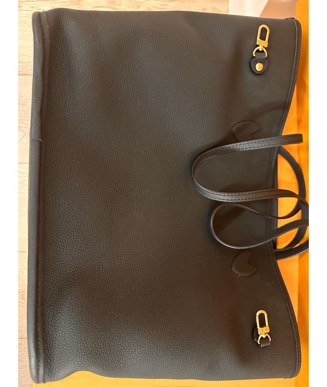 LOUIS VUITTON Черная кожаная сумка тоут, фото 3