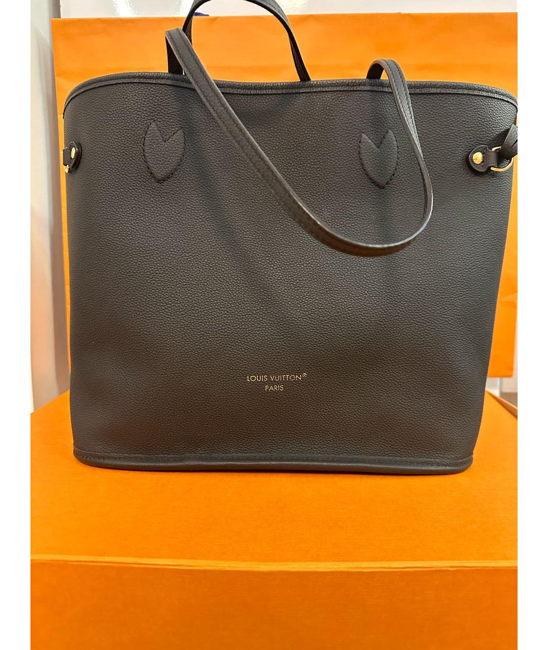 LOUIS VUITTON Черная кожаная сумка тоут, фото 5