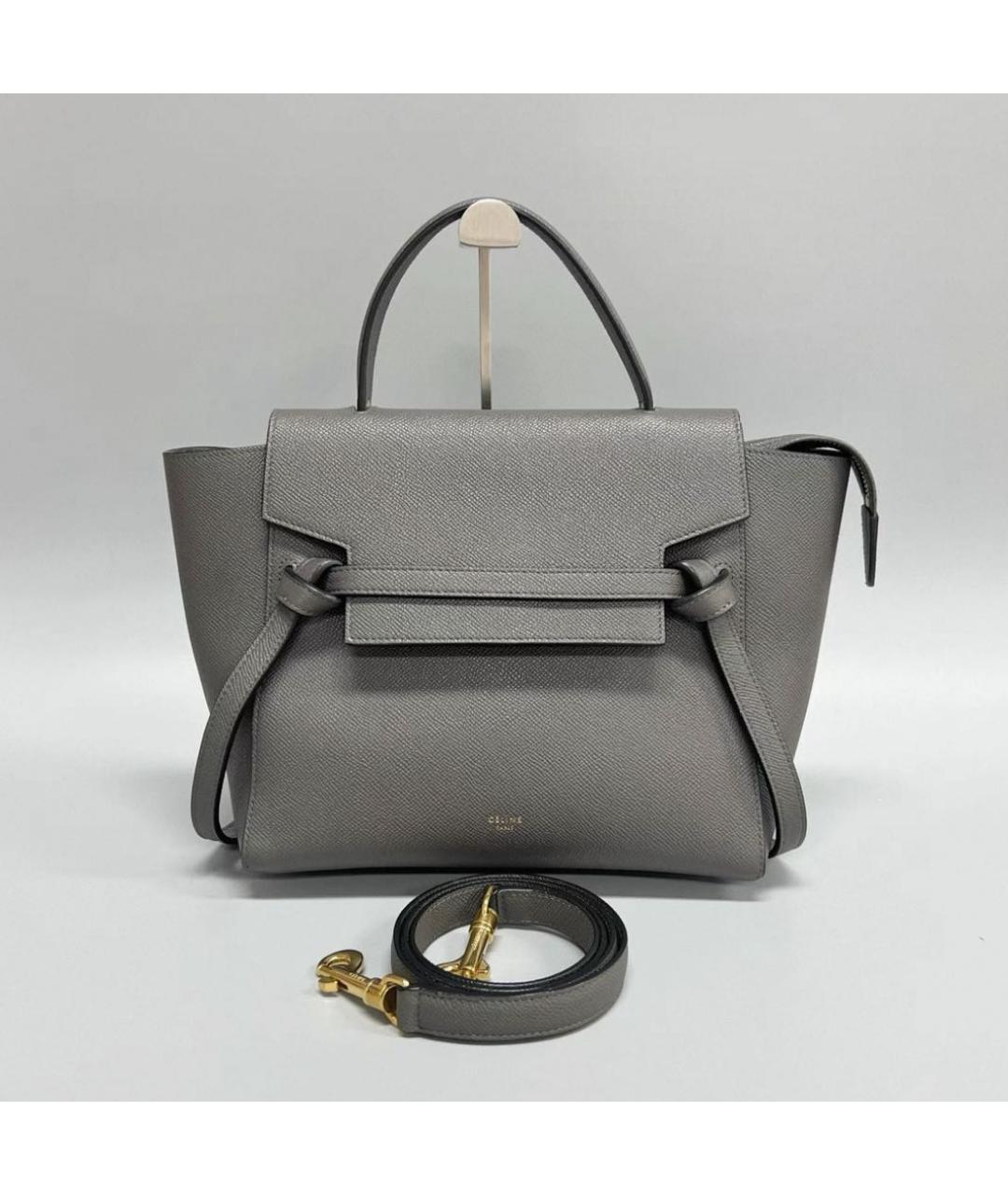 CELINE Серая кожаная сумка через плечо, фото 5