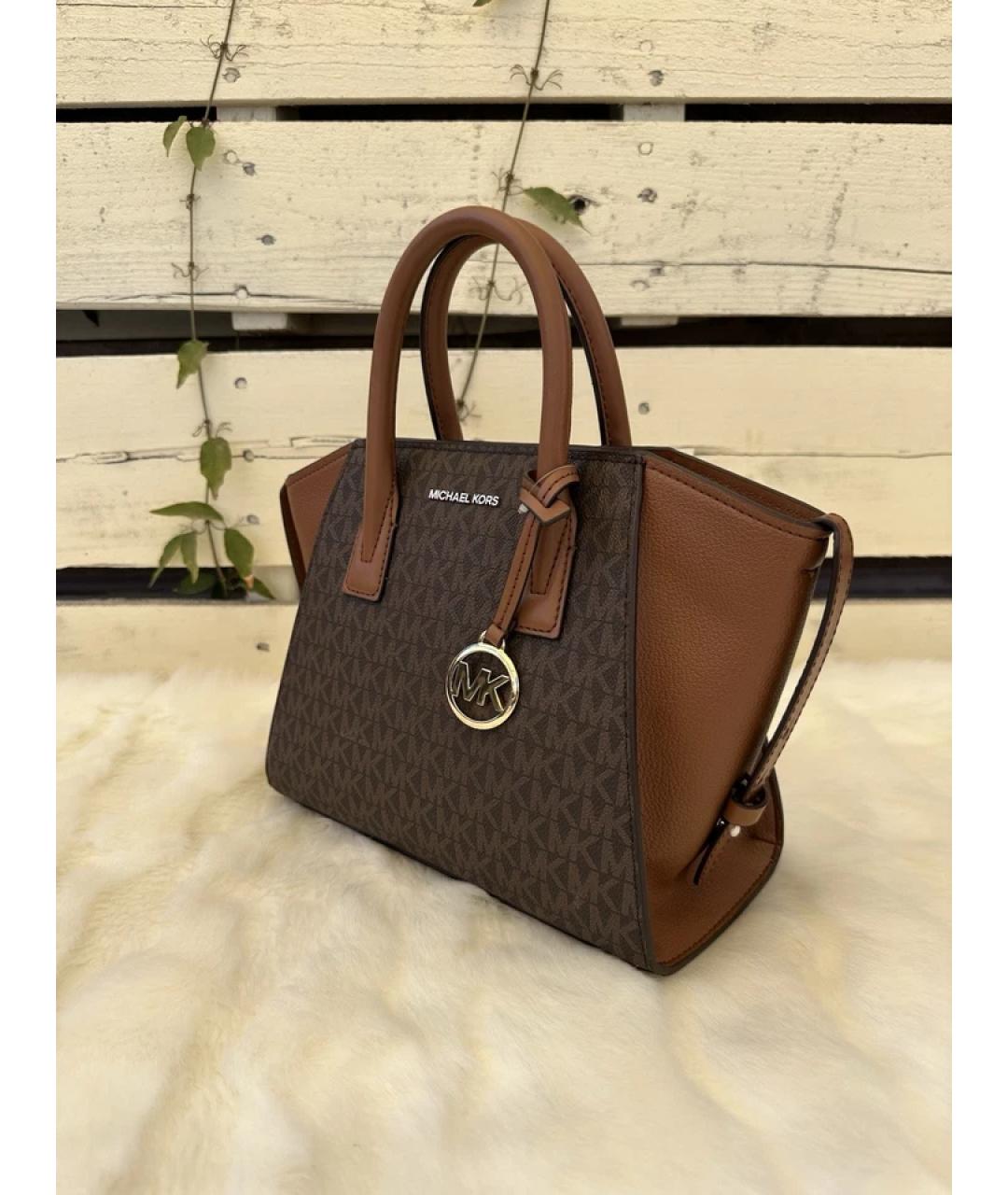 MICHAEL KORS Коричневая кожаная сумка с короткими ручками, фото 5