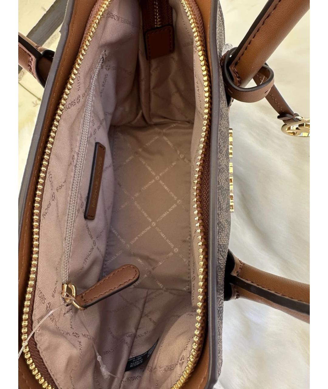 MICHAEL KORS Коричневая кожаная сумка с короткими ручками, фото 6