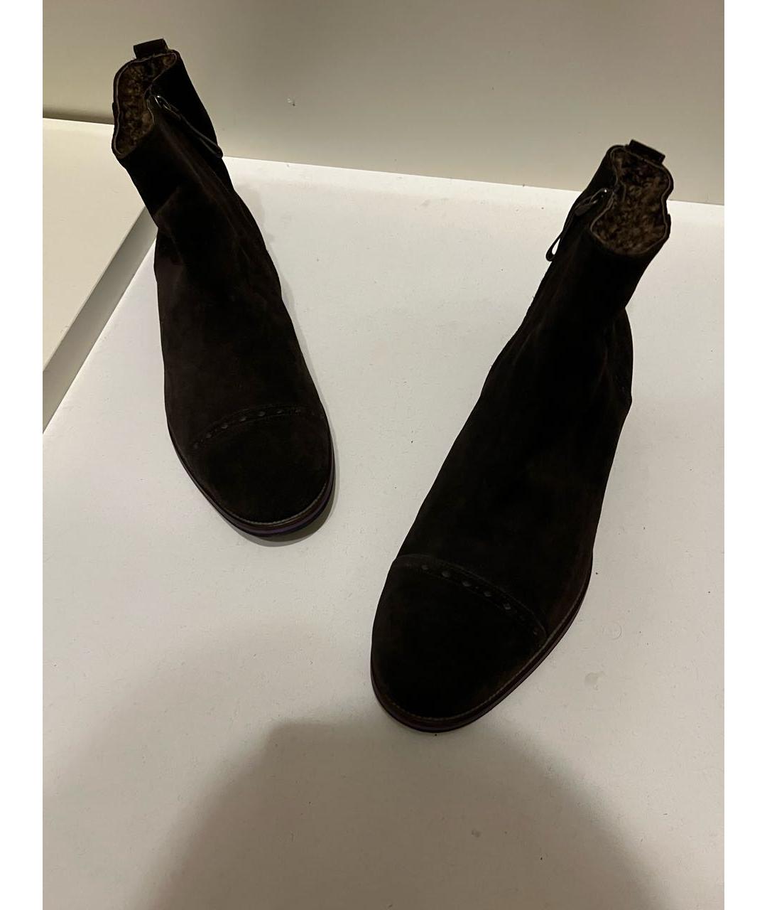 SERGIO ROSSI Коричневые кожаные высокие ботинки, фото 5