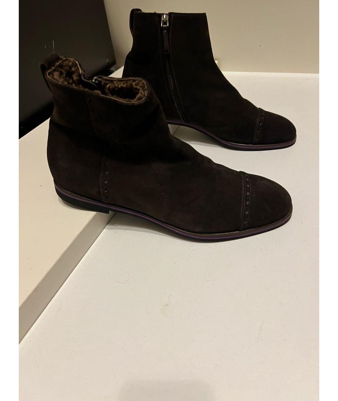 SERGIO ROSSI Коричневые кожаные высокие ботинки, фото 7