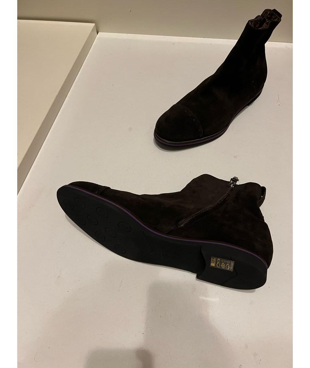 SERGIO ROSSI Коричневые кожаные высокие ботинки, фото 6