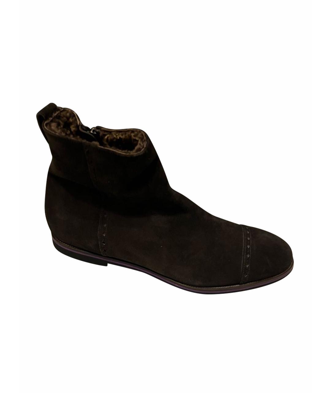 SERGIO ROSSI Коричневые кожаные высокие ботинки, фото 1